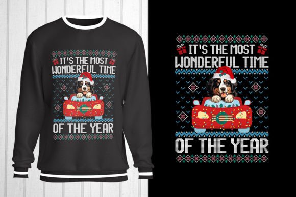 Bernese Mountain Christmas Ugly Sweater T-Shirt Graphics