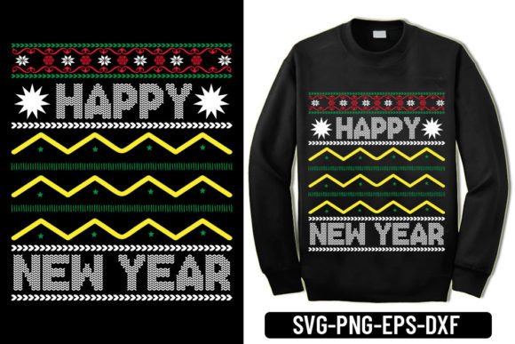 Ugly Sweater - Happy New Year: Graphics & T-Shirt Designs Review